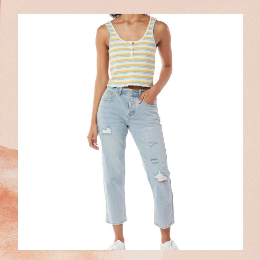 Unionbay Light Wash Distressed Vintage Boyfriend Straight Jeans